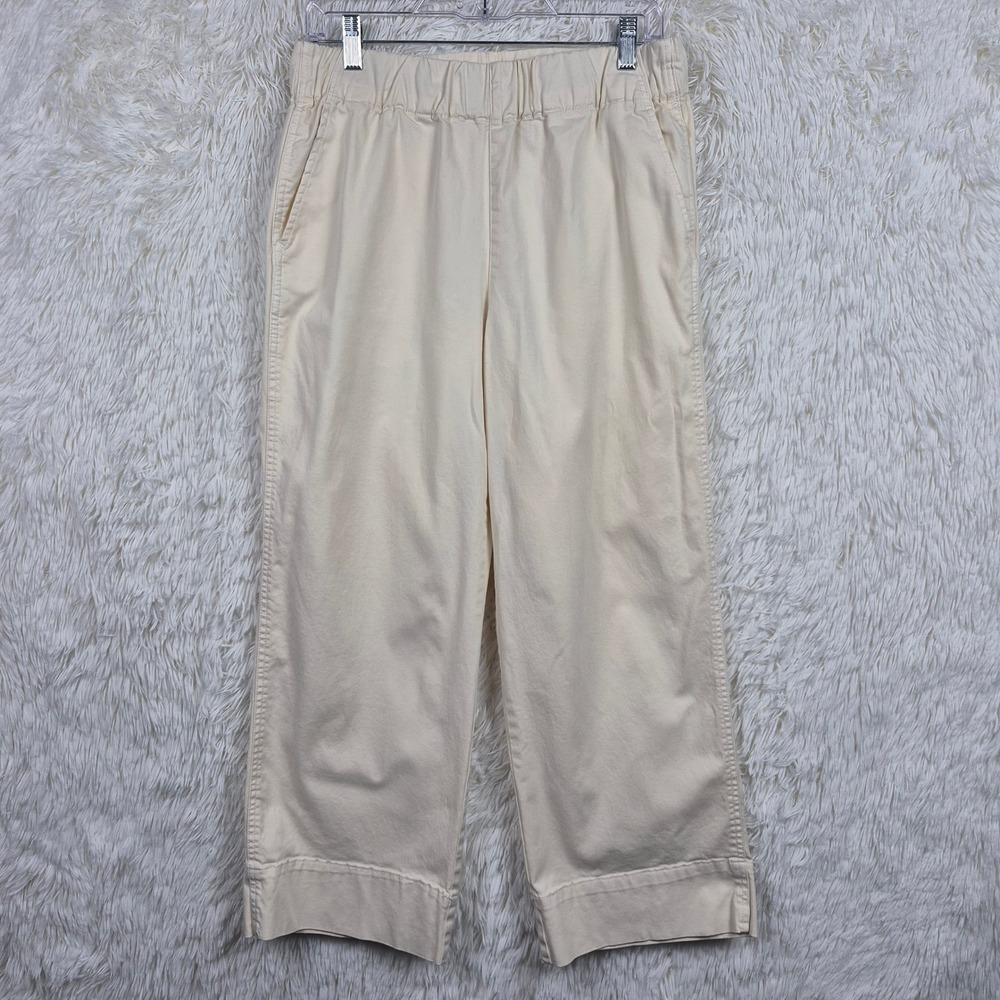 J.Crew Womens Cream Elastic Astrid Waist Wide Leg Cropped Pants BH357 Ivory
